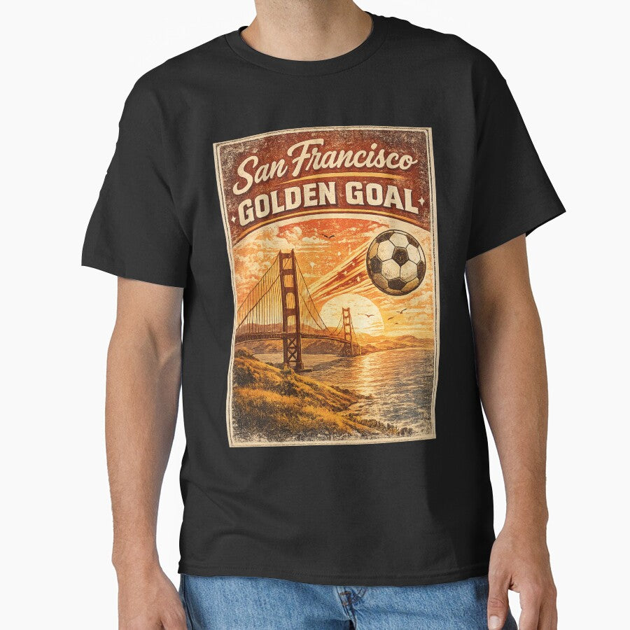 San Francisco Golden Goal Retro Golden Gate Bridge Shirt | Vintage California Soccer Travel Design by Globalcitytees