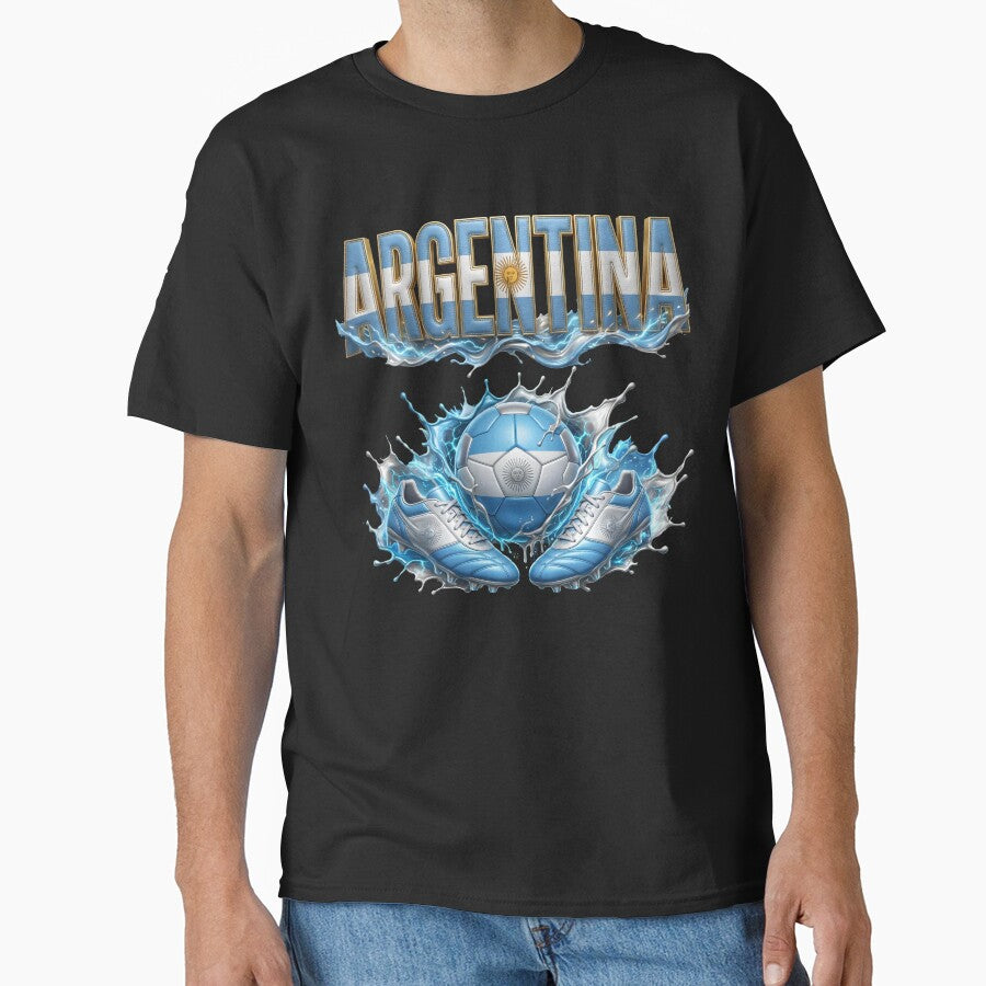 Argentina Soccer Ball & Cleats | Argentine Football Fan Design | Blue and White Sports Graphic by ArtSpark Studio