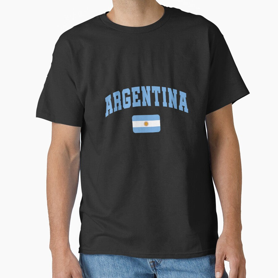 Vintage Argentina Football Flag Varsity Style Light Blue Collegiate Typography Graphic by ObukiLantara