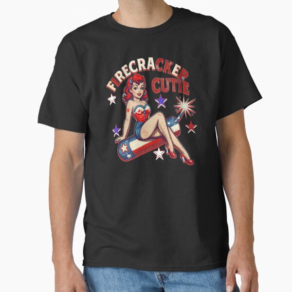 Firecracker Cutie â€“ Retro Pin-Up Girl 4th of July Design Classic T-Shirt
