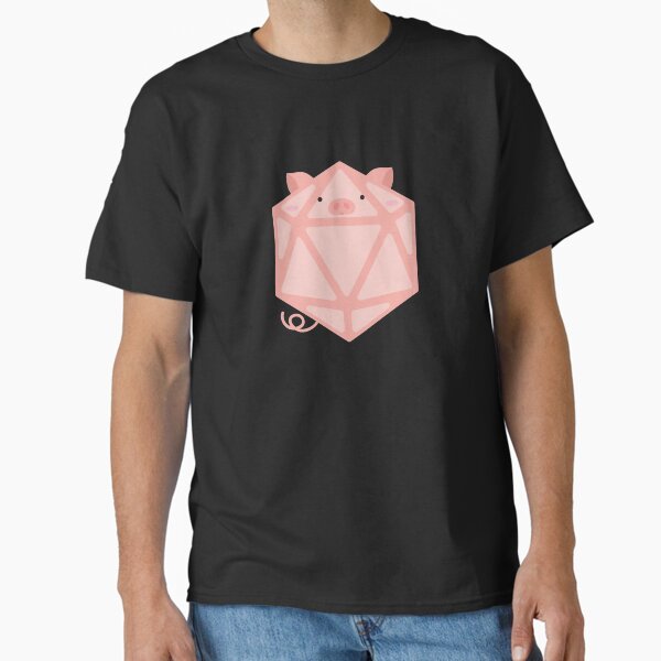 Polyhedral 20 Sided Dice Pig - Tabletop RPG and Animal Lovers Mashup Classic T-Shirt