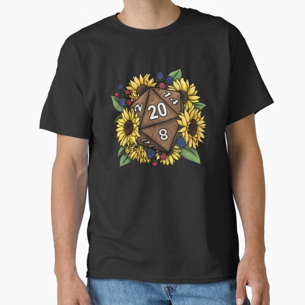 Sunflower D20 Tabletop RPG Gaming Dice Classic T-Shirt