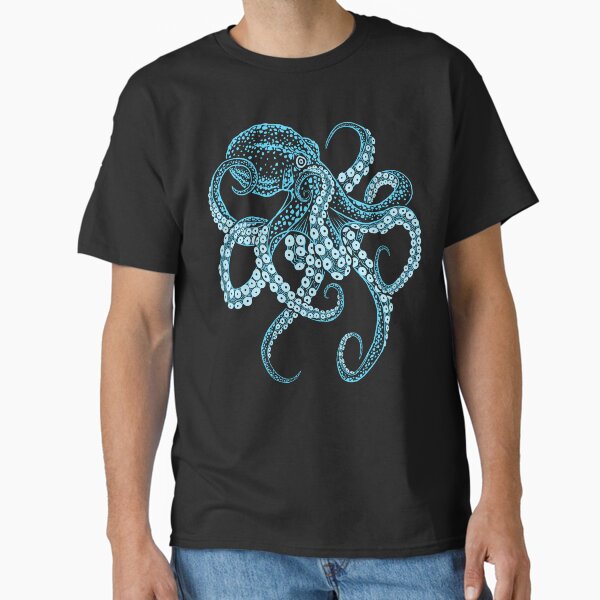 Deep-sea blue kraken octopus in combat stance Classic T-Shirt