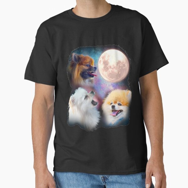 Pomeranian Dogs Howling Moon - Wolves Classic T-Shirt