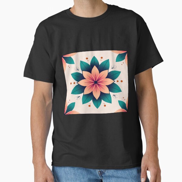Vibrant Orange Lotus with Green Leaves Classic T-Shirt