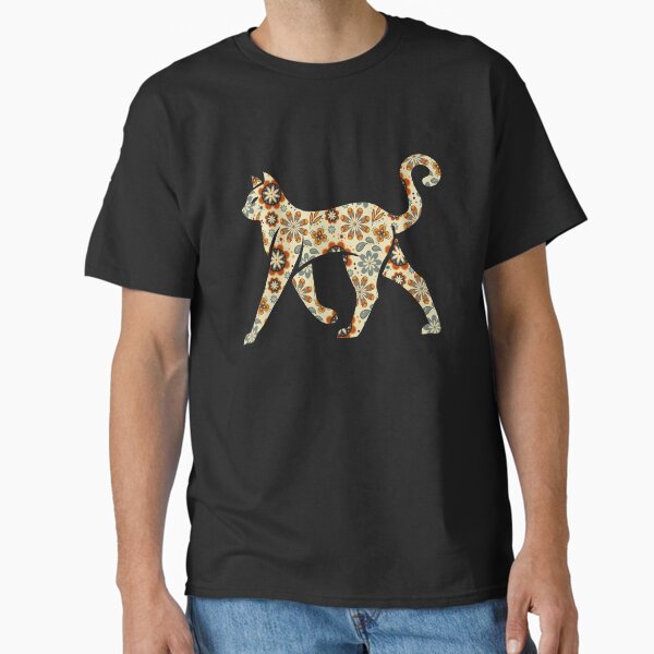 Floral Retro Cat Vintage Boho Art Classic T-Shirt