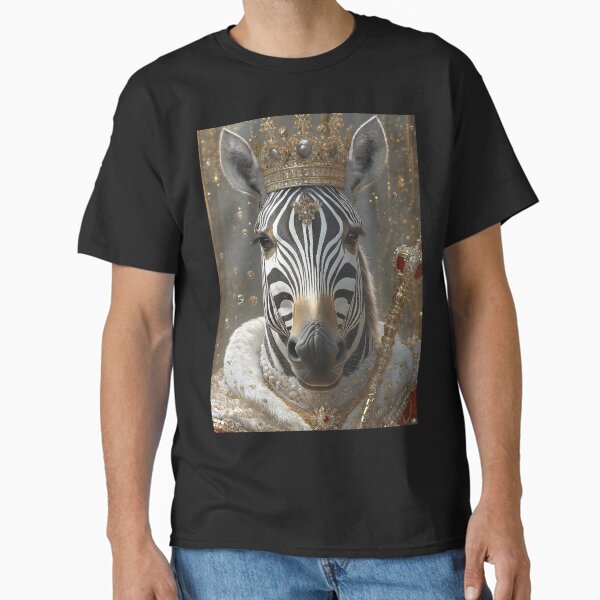 Anime Royal Zebra King Crowned Gold Regal Elegance Wild Majesty Classic T-Shirt