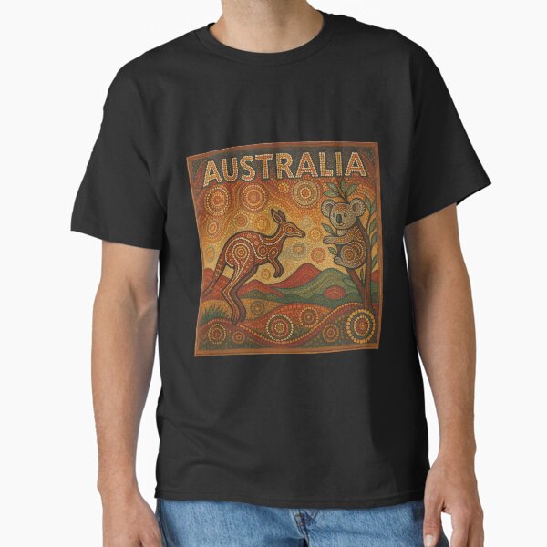 Australia - Vibrant Aboriginal Dot Art Featuring Kangaroo & Koala Classic T-Shirt