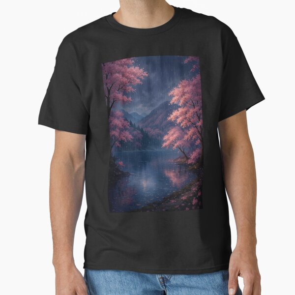 The Breathing Landscape (6/∞) – Rainfall Beneath Cherry Blossoms Classic T-Shirt