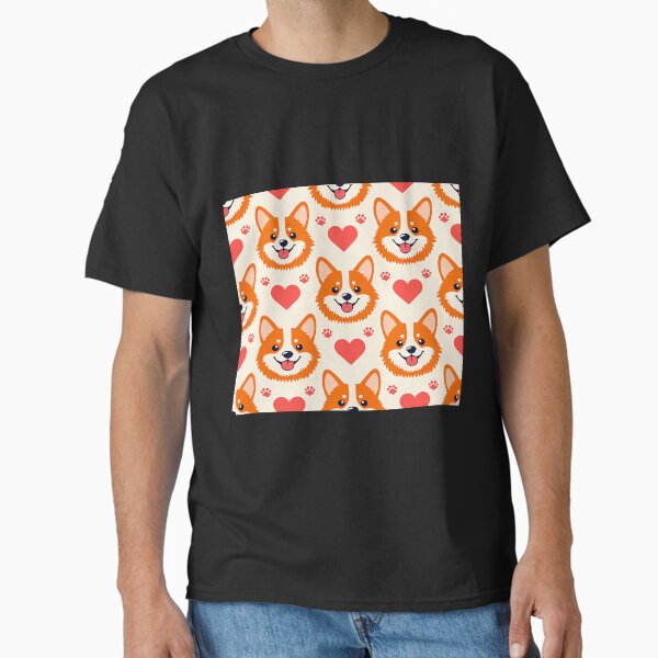 Happy Orange Fox Face Pattern Classic T-Shirt