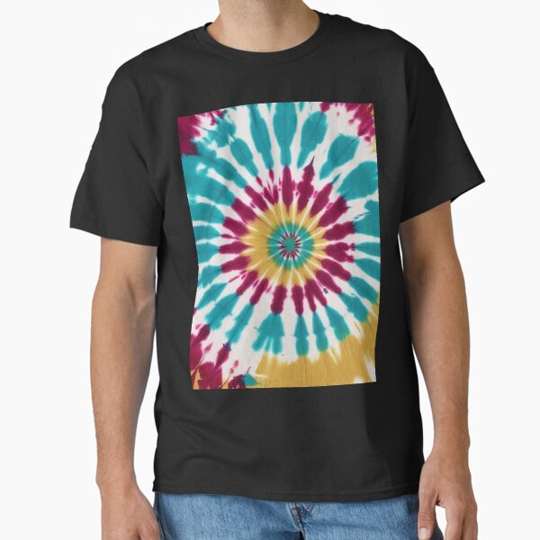 Beautiful Spiral Dye with Blue, Yellow and Hot Pink tie dye - colorful or playful tie-dye print Classic T-Shirt