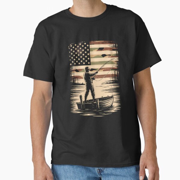 BoredKoalas Camo US Flag Fisherman Vintage Fishing Patriotic Angler Gift Classic T-Shirt