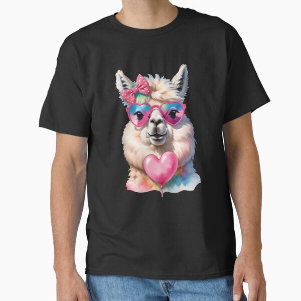 Charming Llama with Heart-Shaped Sunglasses Classic T-Shirt