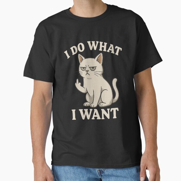 Sarcastic Cat Flipping the Finger – Rebel Humor "I Do What I Want" Classic T-Shirt