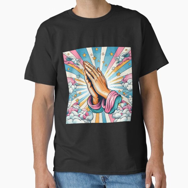 Superhero prayer with hands in the clouds ,Angels,angel art,divine power,Superhero Classic T-Shirt
