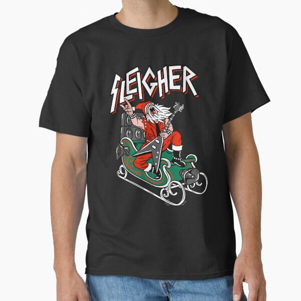 Ugly Christmas Sweater Sleigher - Heavy Metal Santa Classic T-Shirt
