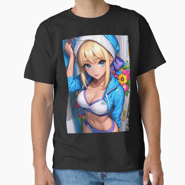 Saber Fate Stay Night Blue Bikini Blonde Girl Vending Scene Classic T-Shirt