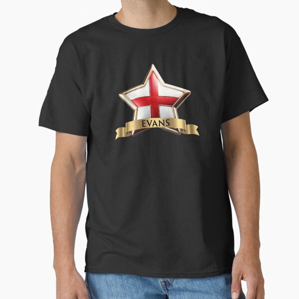 Evans Star Crest  St George Cross with Gold Surname Banner Classic T-Shirt