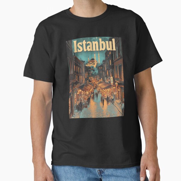 Wander through the bustling streets of Istanbul as night falls, where lanterns illuminate colorful markets Classic T-Shirt