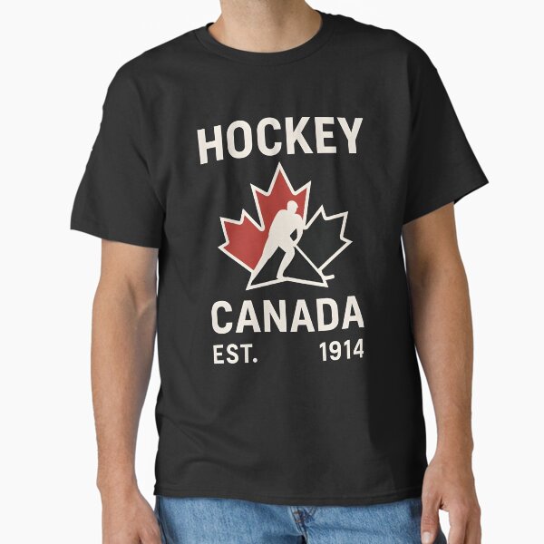 Hockey Canada EST. 1914 Shirt – Classic White on Black Vintage Hockey T-Shirt Classic T-Shirt