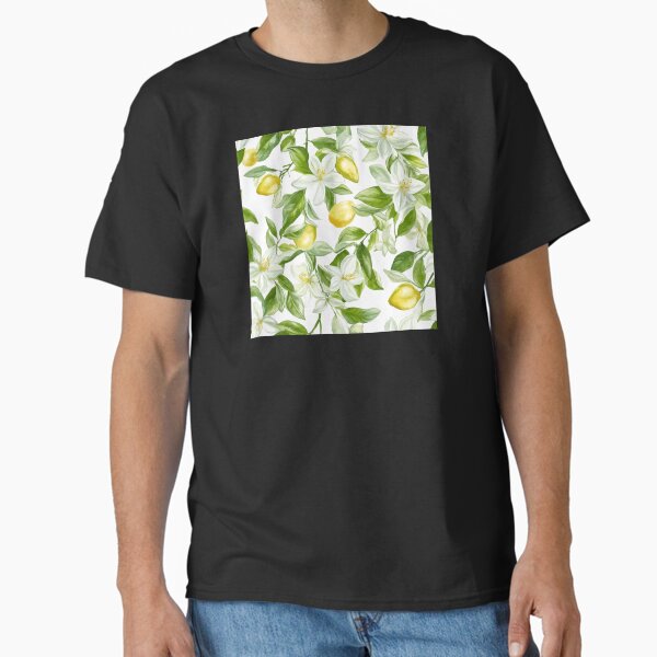 Lemons and Lemon blossoms pattern Classic T-Shirt