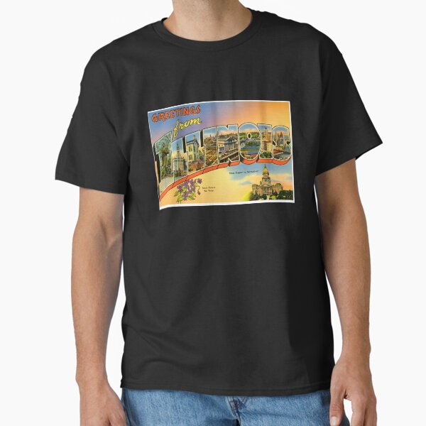 Vintage Illinois Travel Poster Wall Art Design Classic T-Shirt