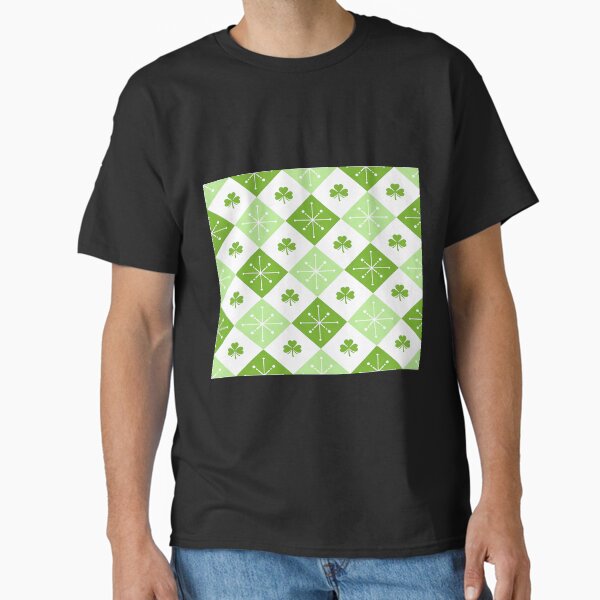 Green Blocks on Clover Floral Pattern Classic T-Shirt