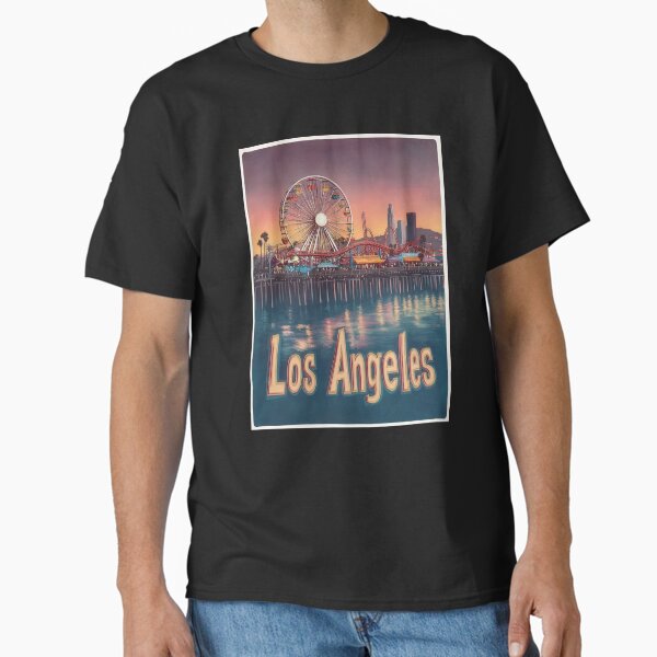 Discover the bustling allure of Los Angeles as the sun sets over the iconic waterfront amusement park, where colorful lights and thrilling Classic T-Shirt