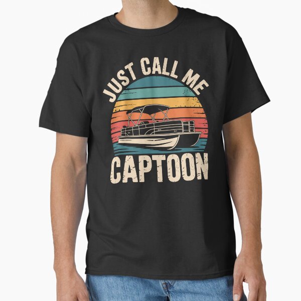 Funny Pontoon Boat Captain Dad And Grandpa Retro  Classic T-Shirt