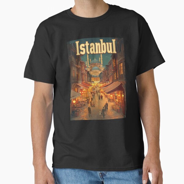 Wander through the bustling market streets of Istanbul as twilight sets in, with the beautiful architecture of historic buildings Classic T-Shirt