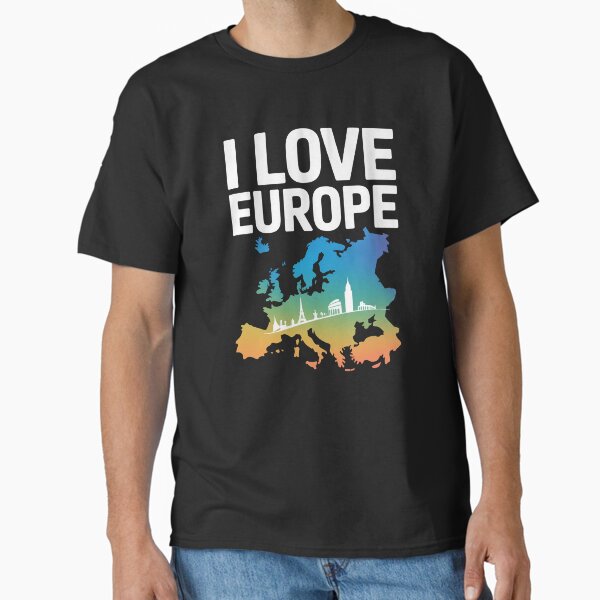 I Love Europe Skyline Map for Travelers and Europe Enthusiasts Classic T-Shirt