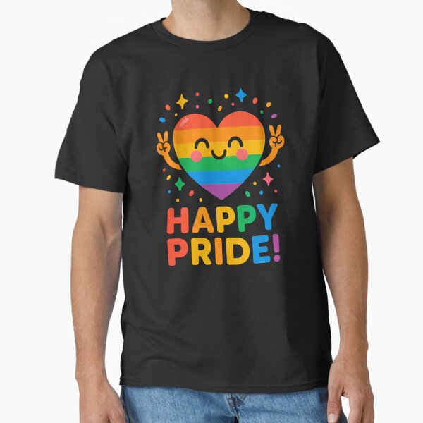 Happy Pride Heart Cute Rainbow Love Classic T-Shirt