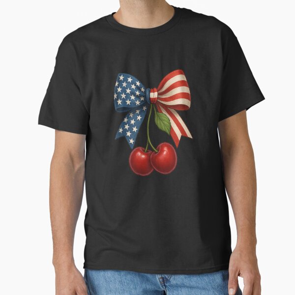 America Cherry Bow – Vintage Patriotic Fruit Artwork Classic T-Shirt