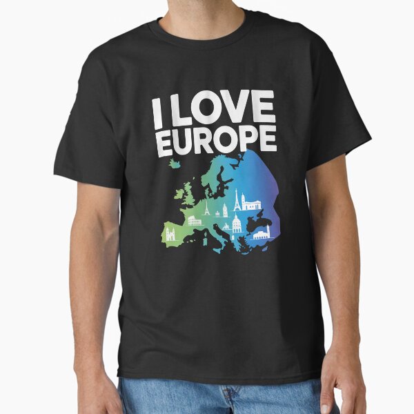 I Love Europe Landmark Exploration Map Classic T-Shirt