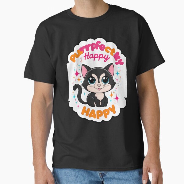 Purrfectly Happy – Cute Black Cat Design Classic T-Shirt