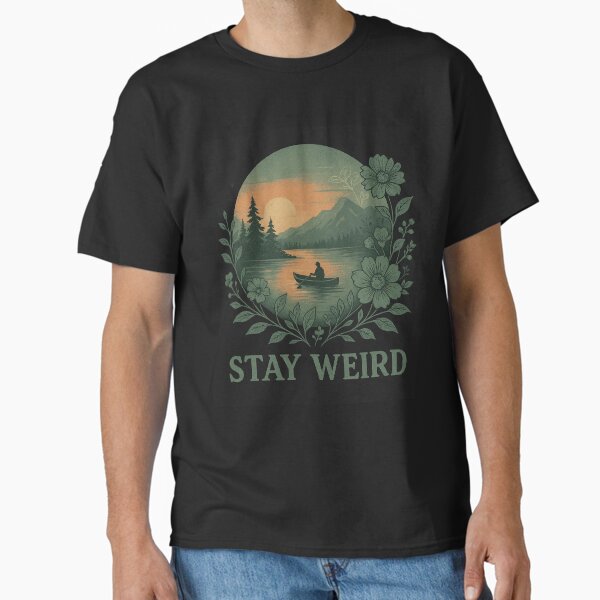 Stay Weird – Retro Sunset Lake Landscape Tee Classic T-Shirt