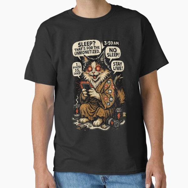 Sleep Is for the Unmonetized â€“ Kubil Cat Streaming Hell Classic T-Shirt
