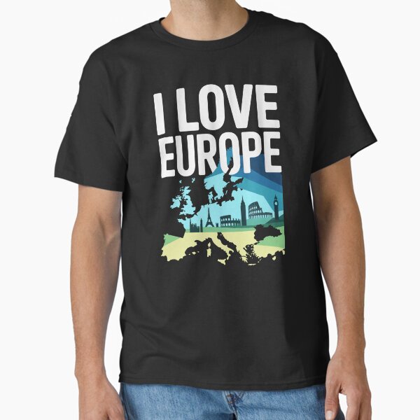 I Love Europe Skyline Adventure Travel Enthusiasts Classic T-Shirt