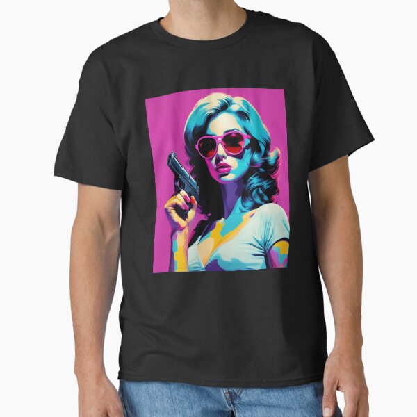 Pop Lofi Girl Aesthetic Potrait - Girl Holding a Gun Classic T-Shirt