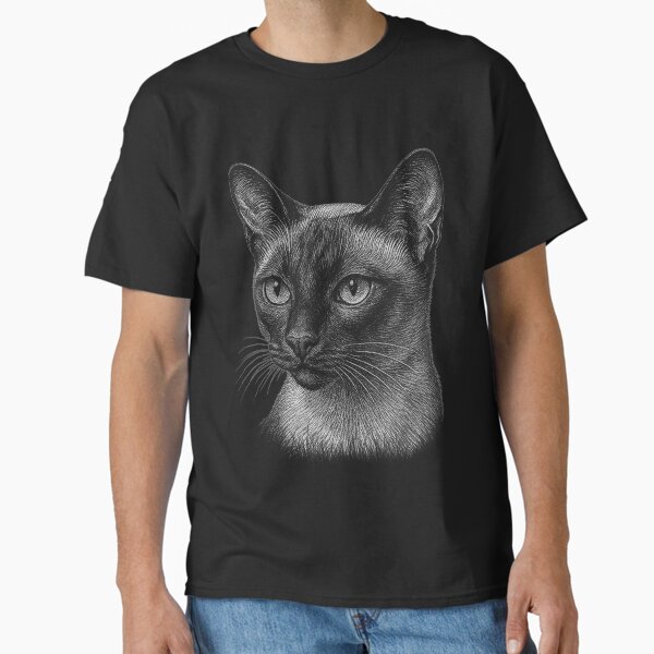 Chic Siamese Cat Engraving for Cat-Loving girls Classic T-Shirt