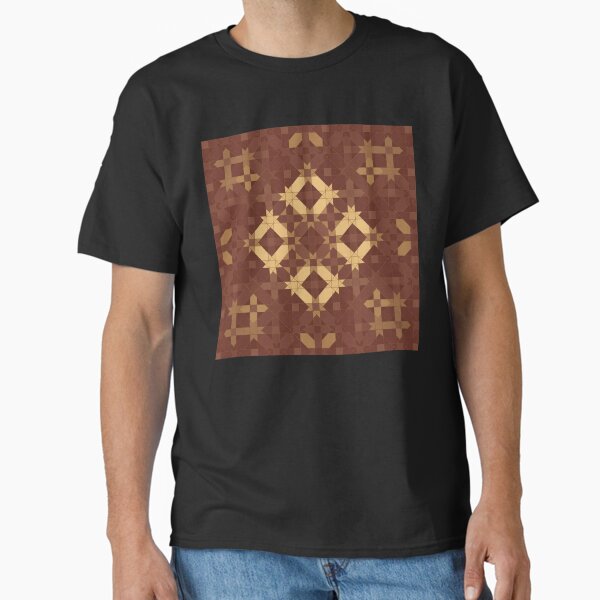 Brown and Gold Mosaic with Arabesque Geometry Classic T-Shirt