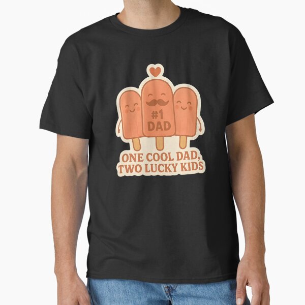 One Cool Dad, Two Lucky Kids – Funny Popsicle Family Sticker Classic T-Shirt