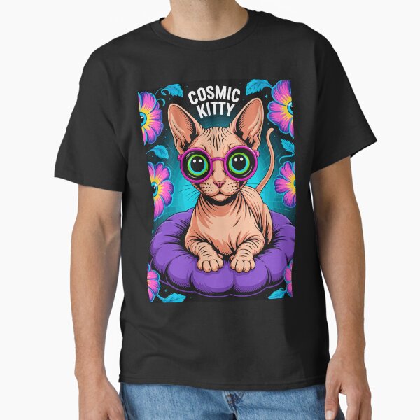 Psychedelic Sphynx Cat Surreal Flower  â€“ Trippy Cool Style for Cat Lovers Classic T-Shirt