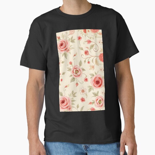 Wildflower Meadow Mosaic Vintage Dusty Pink Floral Pattern Classic T-Shirt