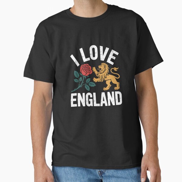 I Love England Lion and Rose Graphic Classic T-Shirt