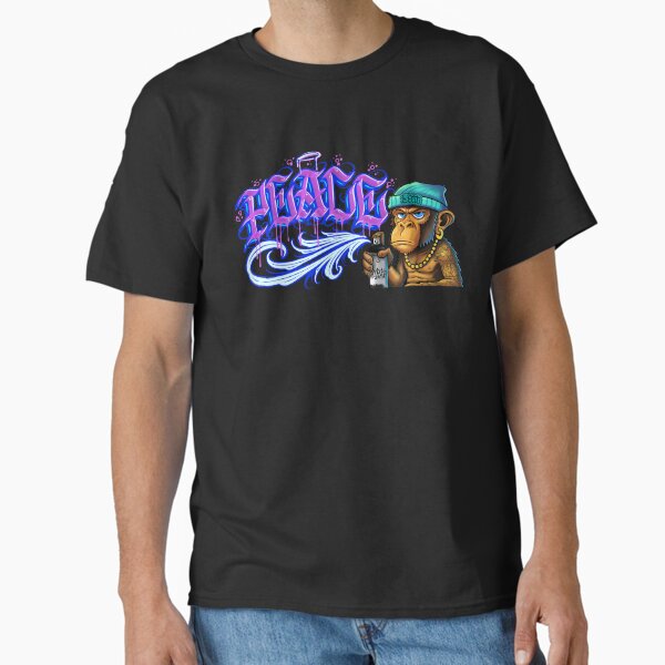 Minimalist Graffiti Monkey - Peace Tag No Background Classic T-Shirt
