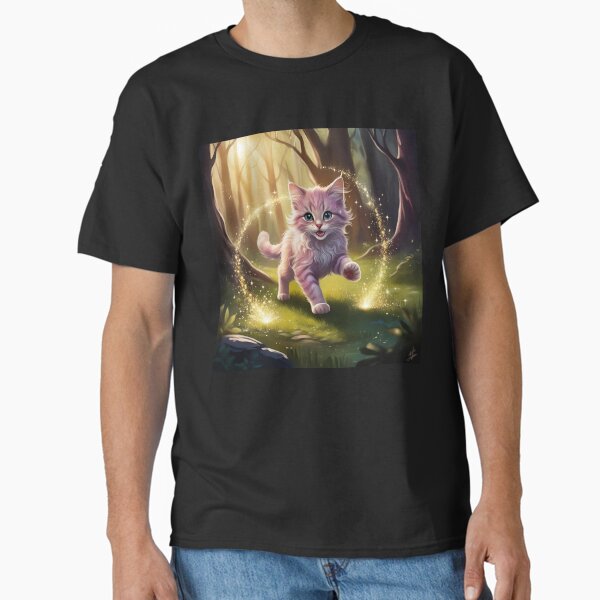 Cute cat wanders through the forest Classic T-Shirt