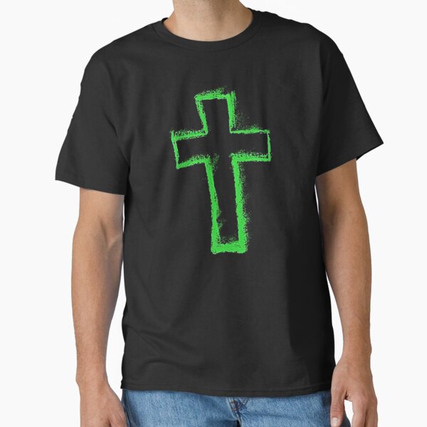 Retro Neon Green Cross Sign Classic T-Shirt