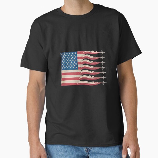American Patriotic Fighter Jets USA Flag Waving 4th of July Classic T-Shirt