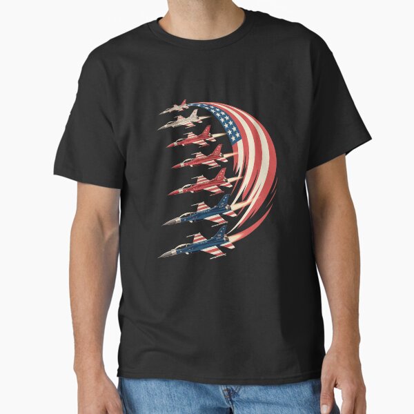 4th of July American Pride Fighter Jets Patriotic Flag Classic T-Shirt
